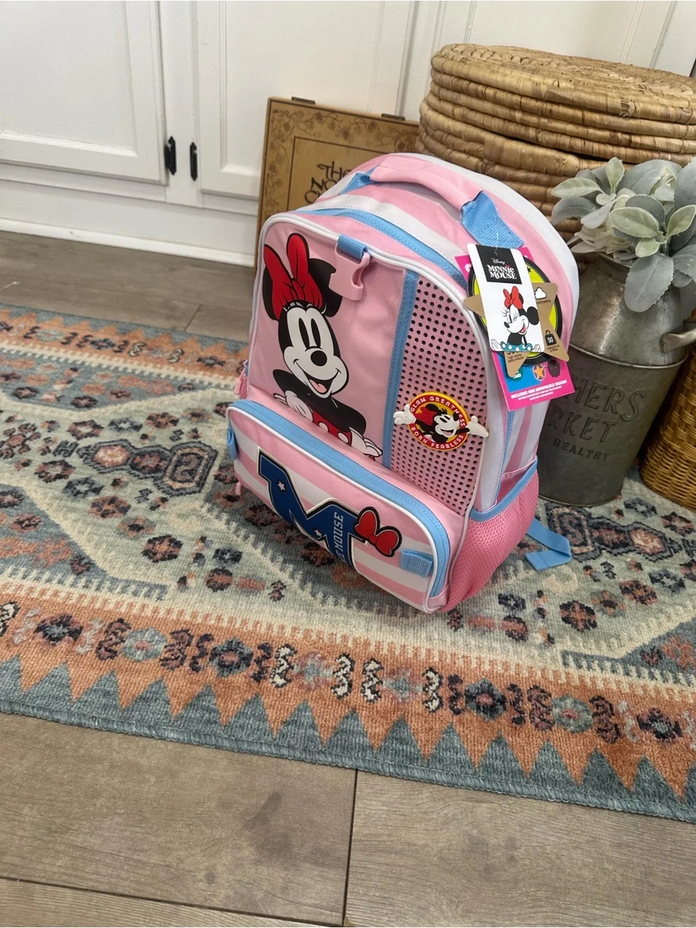 New Bio World Disney Minnie Mouse Large Book bag Pink Kids School Large Backpack
